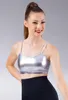 Womens Ballet Dance Metallic Camisole Style Straps Ginástica Bodysuits Skors Bra Tops Tanques femininos Camis