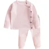 Zestawy na ubrania z długim rękawem dla noworodków Baby Girl Boy Fashion Fall Winter Odzież Garnitur Solid Woolen Trykotowy Tkaniny Niemowlę Chłopak Zestawy G1023