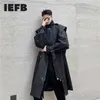 IEFB Design Streetwear Trench Coat för män Höstens Oversize Windbreaker Mens Stand Collar Zipper Kläder Mellanlängd 9Y415701 211011