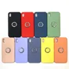 Coque en silicone liquide souple TPU Kickstand Ring Holder Couverture de téléphone portable pour iPhone 13 12 11 Pro Max Mini X XS 7 8 Plus