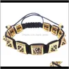 Beaded, Strands Jewelry Anil Arjanda Diy Design Braiding Rame Men Gun Spike Bracelets 10Mm Pave Black Cz Ball Beads Charm Women Bracelets1 D