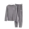 Pyjamas Set Homewear Women Pajama Plus Storlek Sexig Varm Flannel Byxor Vinter Sleepwear Femme Plush Kläder 210831