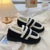 Klänning Skor Söt Bekvämt Sole Varm Loafers Faux Fur Plush Winter Style För Kvinnor Casual Mary Janes Kvinna Heels