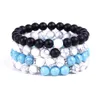 Couple Handwear White Pine Lansong Couple Friends Love Frosted Black Stone White Head Grow Old Bracelet