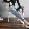 High Waist Jeans Casual Vintage Washed Boyfriend Woman Denim Pants Plus Size Cotton Loose Street Style 210514