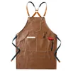 Aprons Leather Working Apron Cross Back Adjustable Chef Multi-pocket Sleeveless