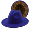 Simples Brim Grande Leopardo Vermelho Vermelho Fedora Senhoras Lã de Lã de Sentido Mulheres Party Party Trilby Jazz Igreja Chapéus Chapéu Panamá