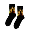 Men Women Street Socks Fashion Hip Hop Sock High Quality Active Stocking Youth Fashion Socks Flame Pattern Casual Stockings Wholesale