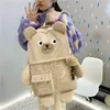 Sac à dos de style sac à dos japonais baisses d'ours en velours côtelé pour les femmes mignonnes sacs d'école multi-poches de grande capacité pour adolescentes fille d'école