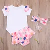 0-18M Born Baby Baby Girls My 1st Pasen Clothes Set Cute Egg Print Romper Bow Shorts Outfits 210515