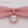 No color fade off Solid Rose Gold Sparkling Love Pendant Pink & Clear CZ Pandora Charms for Bracelets DIY Jewlery Making Loose Beads Silver Jewelry wholesale 380366PCZ