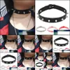 Andra halsband hänger smycken chic punk rock gothic unisex kvinnor män läder spike rivet stud krage choker halsband uttalande 48.5cm d