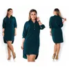 5xl 6xl Fashion Women's Clothing Plus Storlek Sommar Höst Slå ner Krage Split Drblue Sexig Oregelbunden Stor Storlekskjorta Klänning X0529