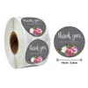 500Pcs Roll 1inch Thank You Handmade Round Adhesive Stickers Flower Print Label For Holiday Presents Business Festive Decoration