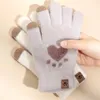 Kobiety z sercem dzianinowe rękawiczki zimowe naśladowanie włosy norki jesień ciepłe grube rękawiczki urocze kotka wzór ekranu dotykowego Rękawiczki