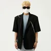 IEFB Vêtements pour hommes Noir Summer Blazers Personnalité Chaîne Design Costume Veste Homme À Manches Courtes Manteau Coréen 9Y7444 210524