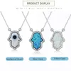 Kaletine Opal Hamsa Рука Fatima Charm Очарое Стерлинговое серебро 925 Стерлингового Серебра Ожерелье Ювелирные Изделия Длинные Цепи Ожерелье KLTN022 220210