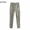 Herbst Frauen Vintage Schlange Drucken Hosen Weibliche Hohe Taille Bleistift Mode Hose Pantalones Mujer 210514
