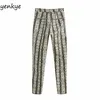 Herfst vrouwen vintage slang print broek vrouwelijke hoge taille potlood mode broek pantalones mujer 210514