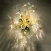 아트 데코 보라색 컬러 유리 꽃 무라노 램프 침실 밤 램프 빌라 호텔 장식 벽 예술 실내 조명 40 70cm