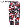 Gonthwid Color Camo Cargo Pants Mens Mode Baggy Tactical Byxor Hip Hop Casual Bomull Multi Fickor Streetwear 210715
