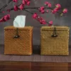 Tissue Boxes & Napkins Handmade Straw Rattan Weaving Box Cover For Paper Towel Handkerchief Napkin Holder Home Decorative Servilletero Case