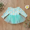 vêtements pour enfants filles à volants manches robe marguerite florale dentelle pour bébé fil net chrysanthème princesse robes été printemps automne mode boutique bébé vêtements