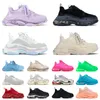 2022 Neuankömmling Triple S Designer-Schuhe, klare Sohle, Neongrün, Lila, Schwarz, Elfenbein, Blau, Beige, Weiß, Luxurys Designer-Plattform-Turnschuhe