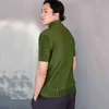 IEFB Yaz Yeşil Pileli Erkek Kısa Kollu Yaka Moda Rahat Erkek Streç Polo Gömlek Tops Katlanmış 9Y7256 210524
