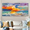 Arte abstrata colorida nublado imagens de parede de pintura de mar para sala de estar posters e imprime pintura a óleo na tela