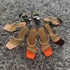 Yaz Kadın Sandalet Kare Toe Bayanlar Topuk Katır Temizle PVC Şeffaf Yüksek Topuklu Terlik Kadın Moda Zincir Ayakkabı Kadın Y0305