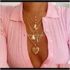 Halsband hängar smycken droppleverans 2021 Cross Flower Multi Layer halskläder älskar geometrisk triangelmagasin Porträtthänge halsband