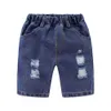 Mudkingdom Summer Boys Denim Shorts Mode Solide Taille élastique Enfants Ripped Jean Bermuda pour vêtements 210615