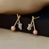 Stud Freshwater Pearl Earrings Light Luxury Fresh Literary Tourmaline Cute Girl Heart Sweet Lollipop Ear