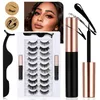 Groothandel 3D Natuurlijke Wimpers 10 Pairs Magnetische Wimpers Vloeibare Eyeliner Pincet 3 in 1 Doos Herbruikbare Zonder Lijm Make Wimper