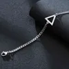 Vnox elegante punk triângulo charme pulseiras para homens mulheres, nunca desvanece jóias de pulso de cadeia cubana de aço inoxidável, comprimento ajustável