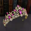 KMVEXO Braut Kopfschmuck Rose Farbe Strass Kristall Diadem Königin Kronprinzessin Tiaras Hochzeit Haarschmuck