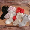 Mädchen-Socken mit großer Schleife, Kleinkind-Baumwollsocke, einfarbig, Kindersocken, mittlere Röhre, Fußsocken, modische Babyschuhe, 6 Farben optional
