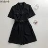 Kobiety Kombinezon Lato Moda Koreański Krótki Szeroki Noga Spodnie Playsuit Casual Loose Romper Z Pas Body Streetwear Body 210519