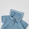 Barboteuse en jean à manches courtes d'été avec poches col bleu marine body bébé fille vêtements garçon 210528