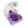 Dekorativa blommor Kransar 1 st Conservered Fresh Rose Blomma i Glass Dome Med Ribbon Decoration Gift för Alla hjärtans dag Årsdag Birt