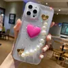 Glitzer Bling Love Heart Phone Cases Armband für iPhone 11 Pro 12max 13 Mini 8 7 6 6s plus XR X XS Max SE Drop Kleber Rückdecke Ca9665171