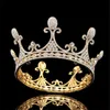 Barokowa Queen King Gold Bride Tiara Crown Headdress Prom Bridal Tiaras and Crowns Wedding Włosy Biżuteria Akcesoria Pageant X0625