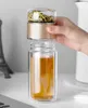 Glaswasserflasche mit Tee-Ei, Filtertrennung, doppelwandig, auslaufsicher, My 230 ml 280 ml 211122