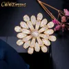 Micro Pave Cubic Zirconia Fiore Dubai Colore oro Grandi anelli di dichiarazione per le donne Gioielli da sposa per feste R133 210714