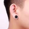 Boucles d'oreilles à vis noir argent 4MM-12MM, manchette d'oreille pour hommes et femmes, faux bouchons d'oreille en acier, jauges Tunnel d'illusion