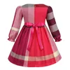 2021 European Style Baby Girl Dresses Long Sleeve Plaid New Arrival Clothes Casual Wear Princess Kids Clothing 2-6 Years Q0716