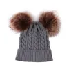 2022 enfants chapeaux d'hiver Caps enfants chapeaux tricotés fourrure pom pom bébé bonnet fait à la main