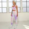 Pantalon deux pièces pour femmes Tie Dye sans couture Yoga Set femmes entraînement Gym vêtements côtelés Legging ensembles femmes tenues