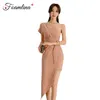 Sexy Women Summer Dress Fashion One Shoulder Sleeveless High Waist Asymmetrical Evening Party Vestidos 210603